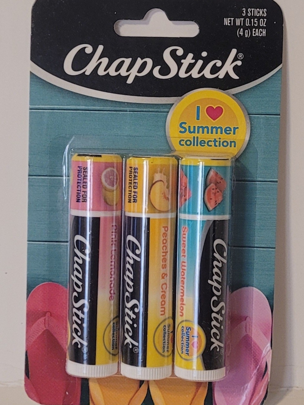 Summer Collection Chapstick Lip Balm Trio - Yellow, Pink, Blue